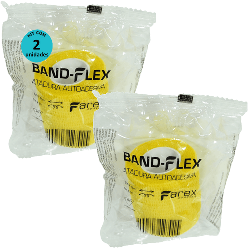 Atadura 5cm Amarela Band-Flex Autoadesiva Para Animais Farex Kit Com 2